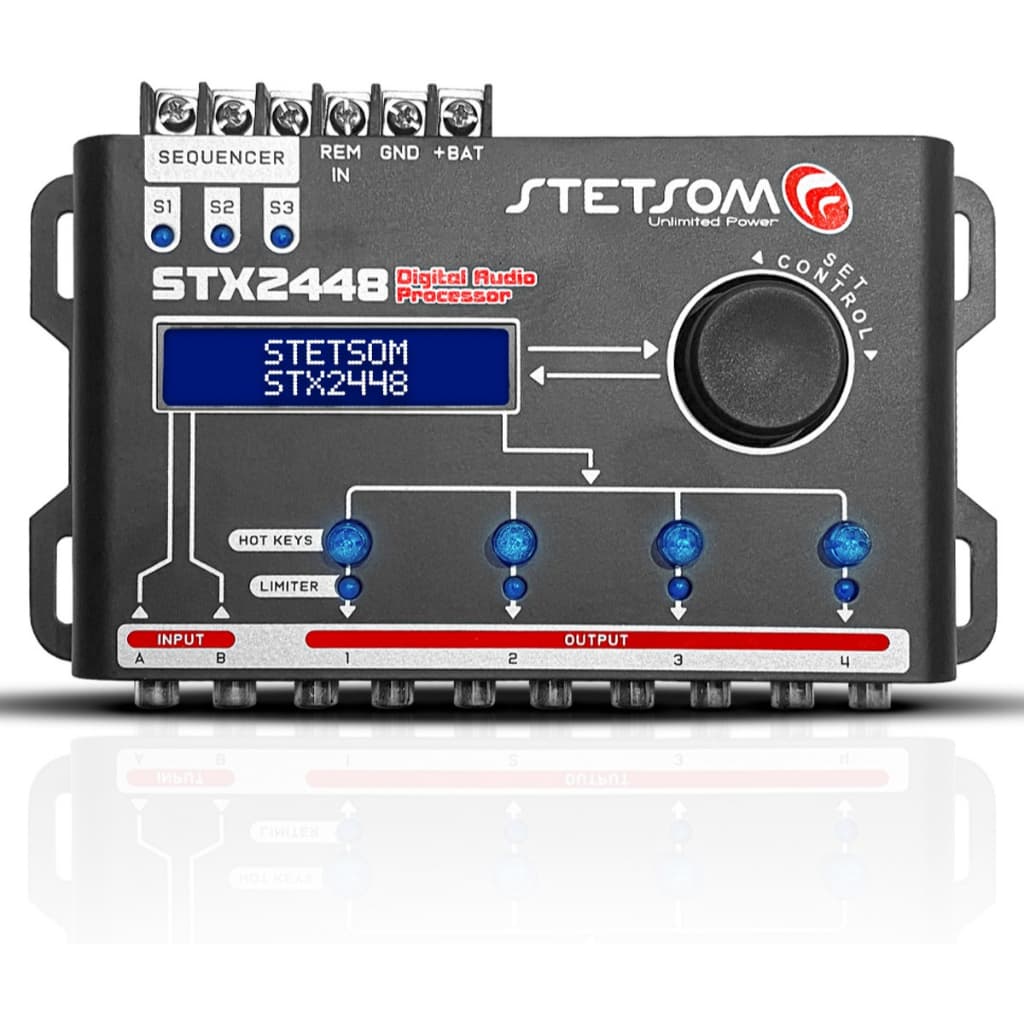 Processador de Áudio Digital Stetsom STX2448 com Display Azul
