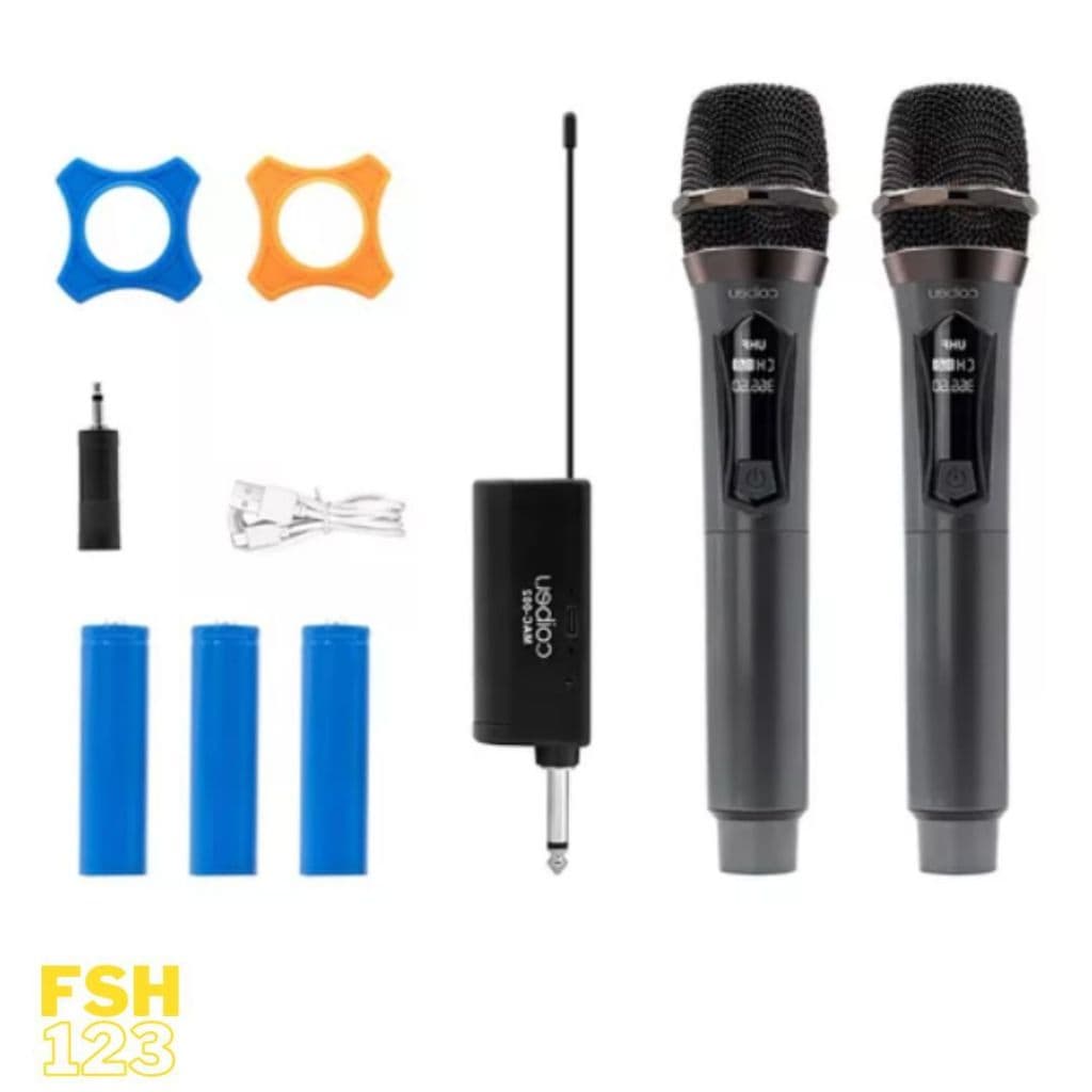 Microfones dinâmicos sem fio duplo profissionais recarregáveis UHF conjunto um a dois FSH 123