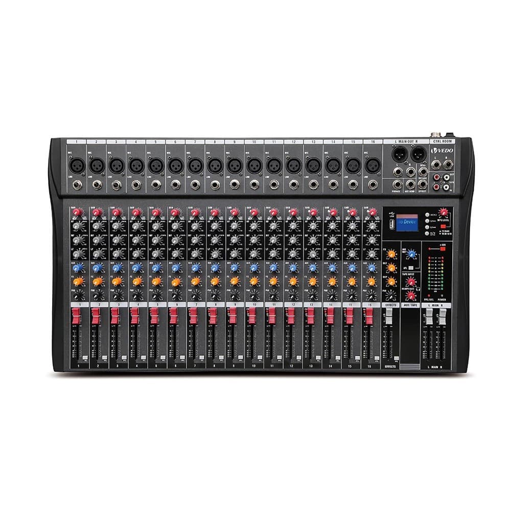 VEDO 16/12 Canais Mixer de Áudio Digital Console Interface Mixagem DJ Console USB MP3 Entrada de Computador
