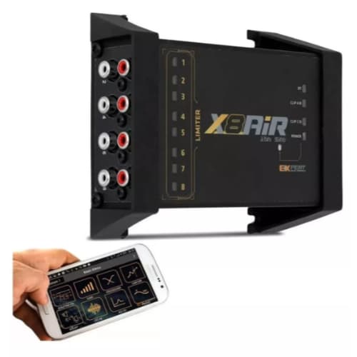 Processador de áudio X8 Air Bluetooth Expert, controle via smartphone, múltiplas entradas de áudio.