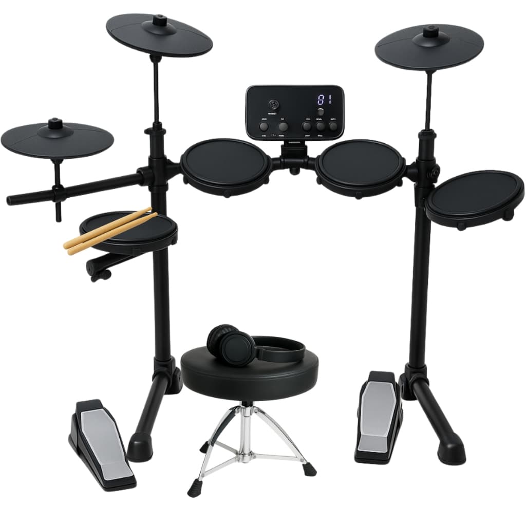 Bateria eletrônica Groove Drums Edg100 com 4 pads, 3 pratos, banco e fone, preto