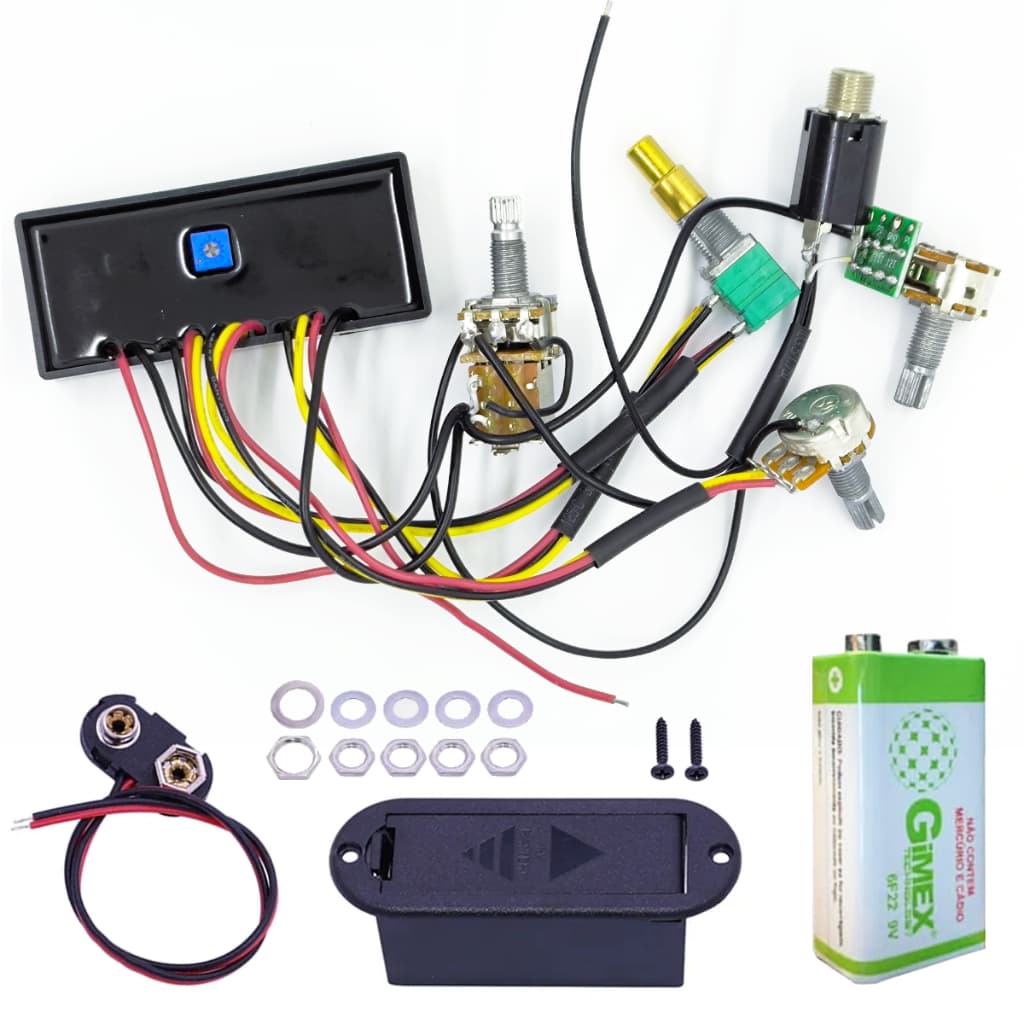 Kit de componentes para pré-amplificador de contrabaixo com quatro potenciômetros