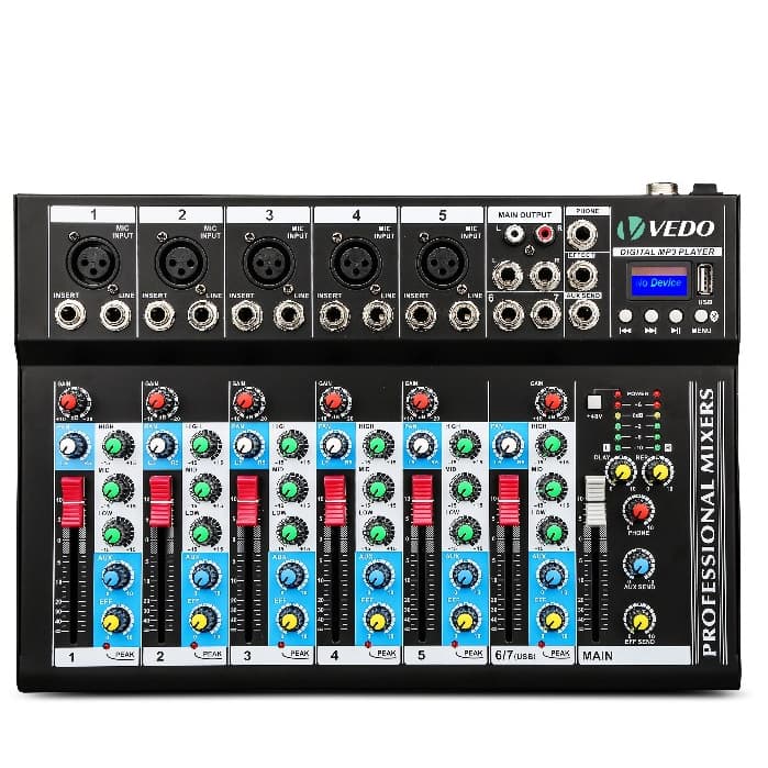 VEDO 7 Canais Console De Mixagem Profissional Mixer Portátil Mixagem De Som Mesas De Som Console Play Record