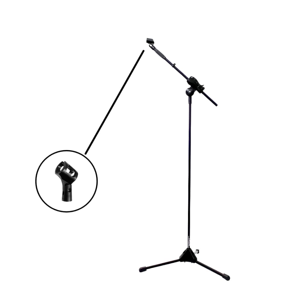 Pedestal de microfone com cachimbo preto para microfone sem fio