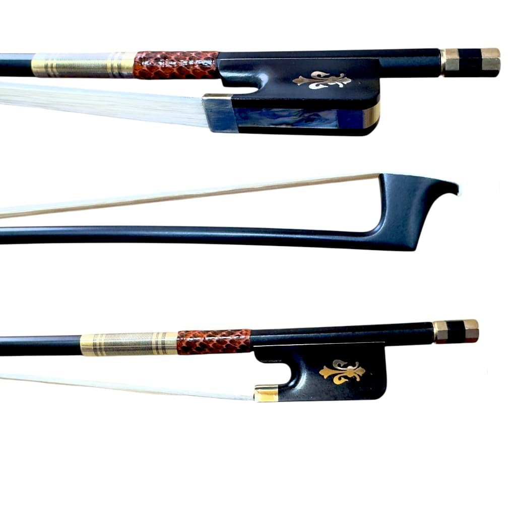 Arco para Viola de Arco 4/4 Orquestral Fibra Carbono Liso flor de Lis Gold Crina Animal Mongólia