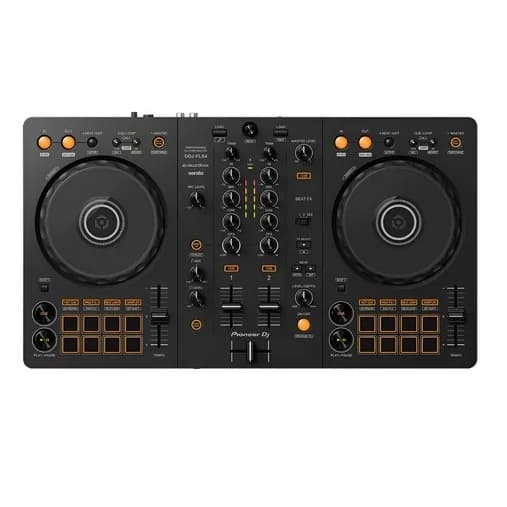 Controladora DJ portátil Pioneer DDJ-FLX4, 2 canais, fundo branco