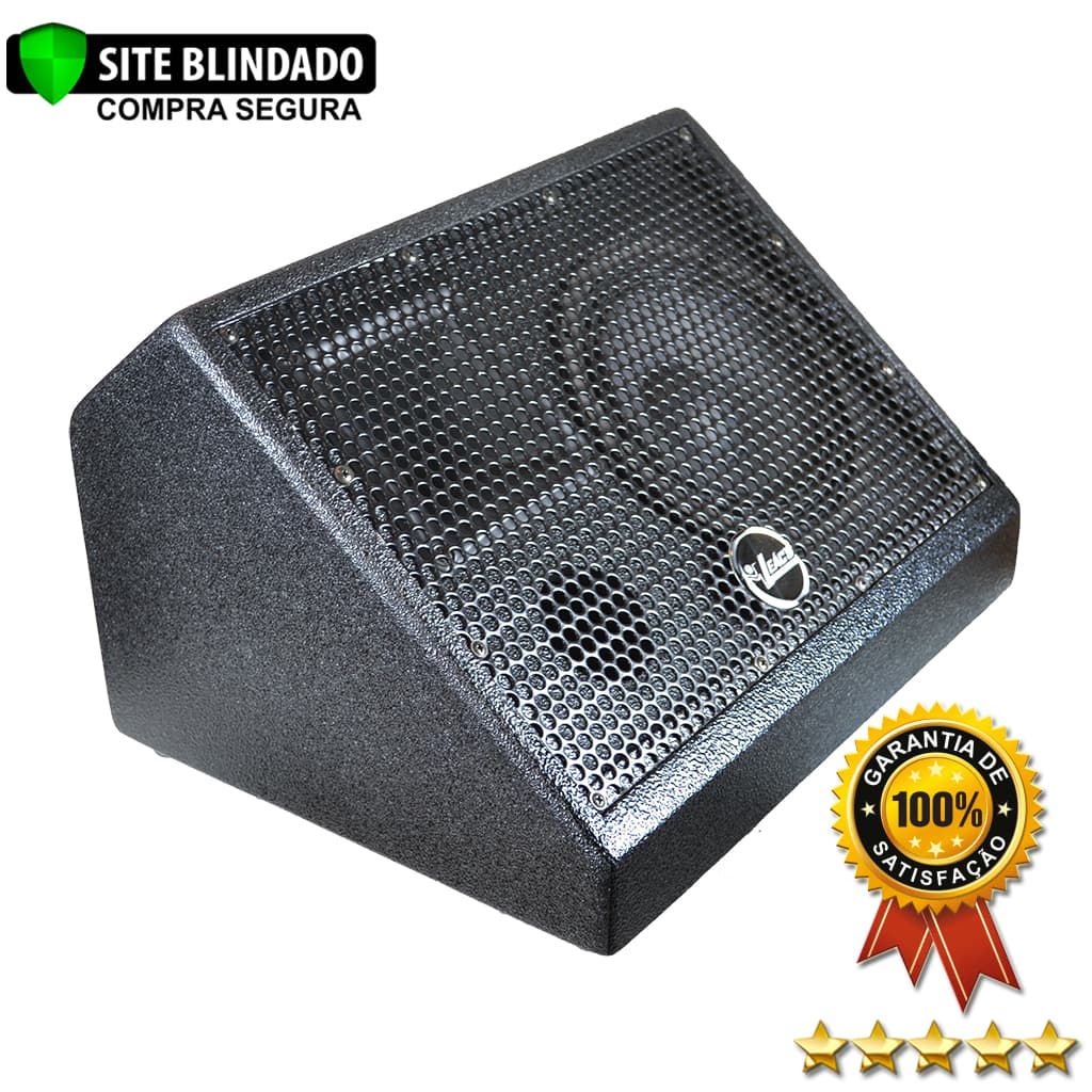 Caixa de retorno ativa preta M6 Leacs 200w frontal