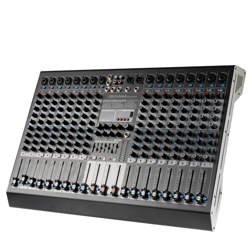 Mesa de Som Profissional Gochanmi MX16Pro de 16 Canais DJ Mixers com 256 Efeitos DSP +48V 110v/220v