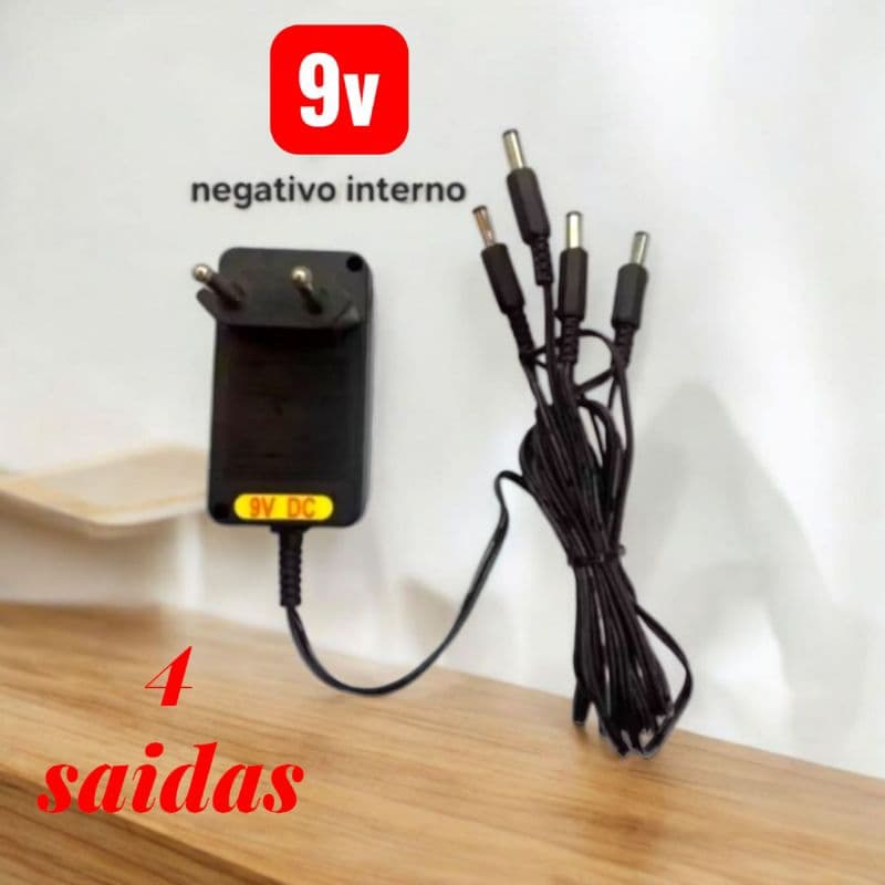 Fonte Pedal 9v dc 2a Para 4 Pedais Centro Negativo Bivolt