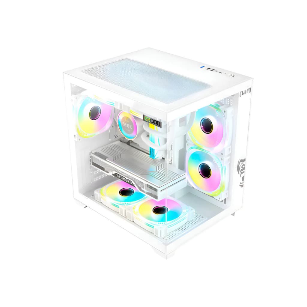 Gabinete Gamer Clanm Grodd Vidro Temperado Rgb Micro Atx / Itx Branco gabinete para pc gamer jogos