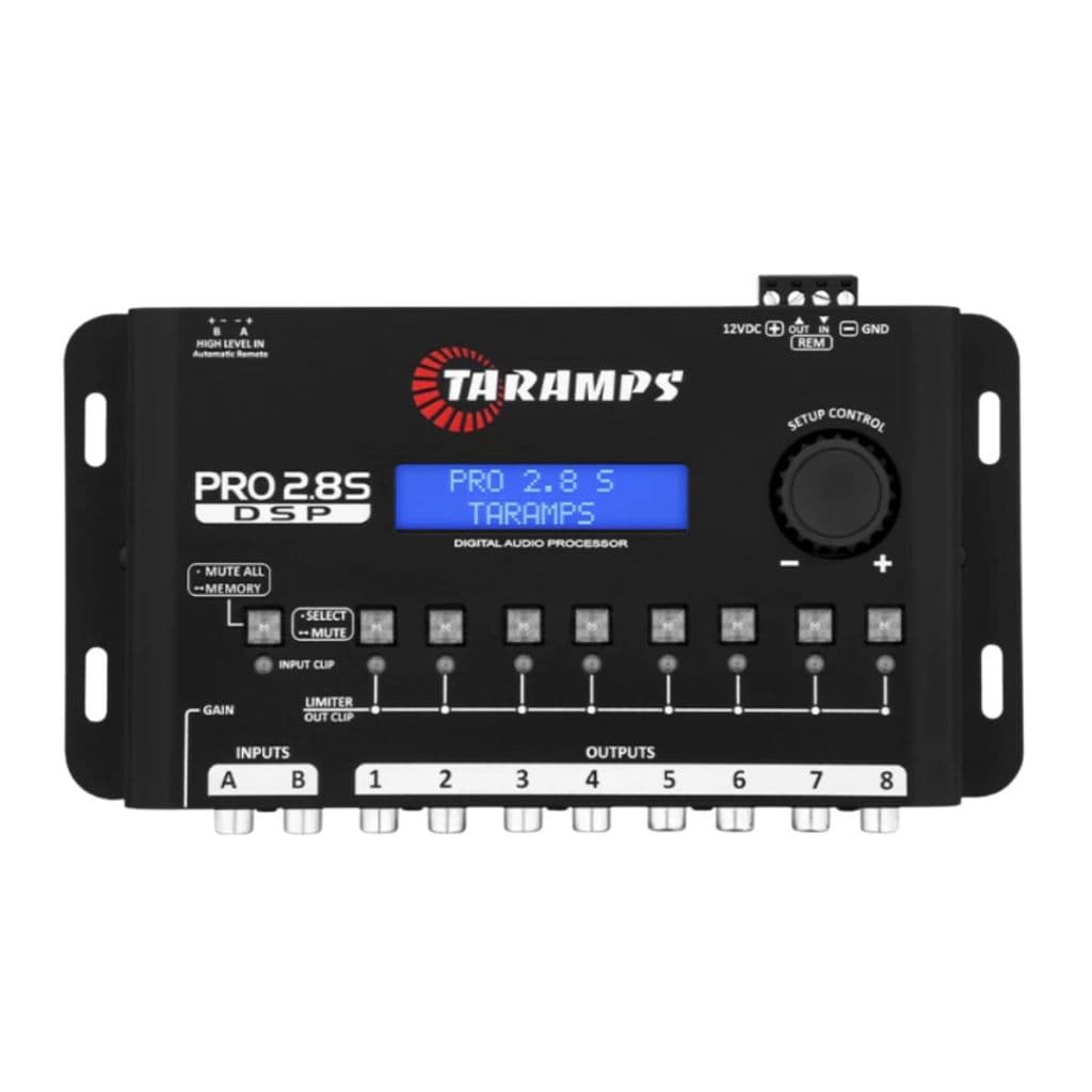 Processador de Áudio Digital Taramps Pro 2.8S com Display LCD e Botões de Controle