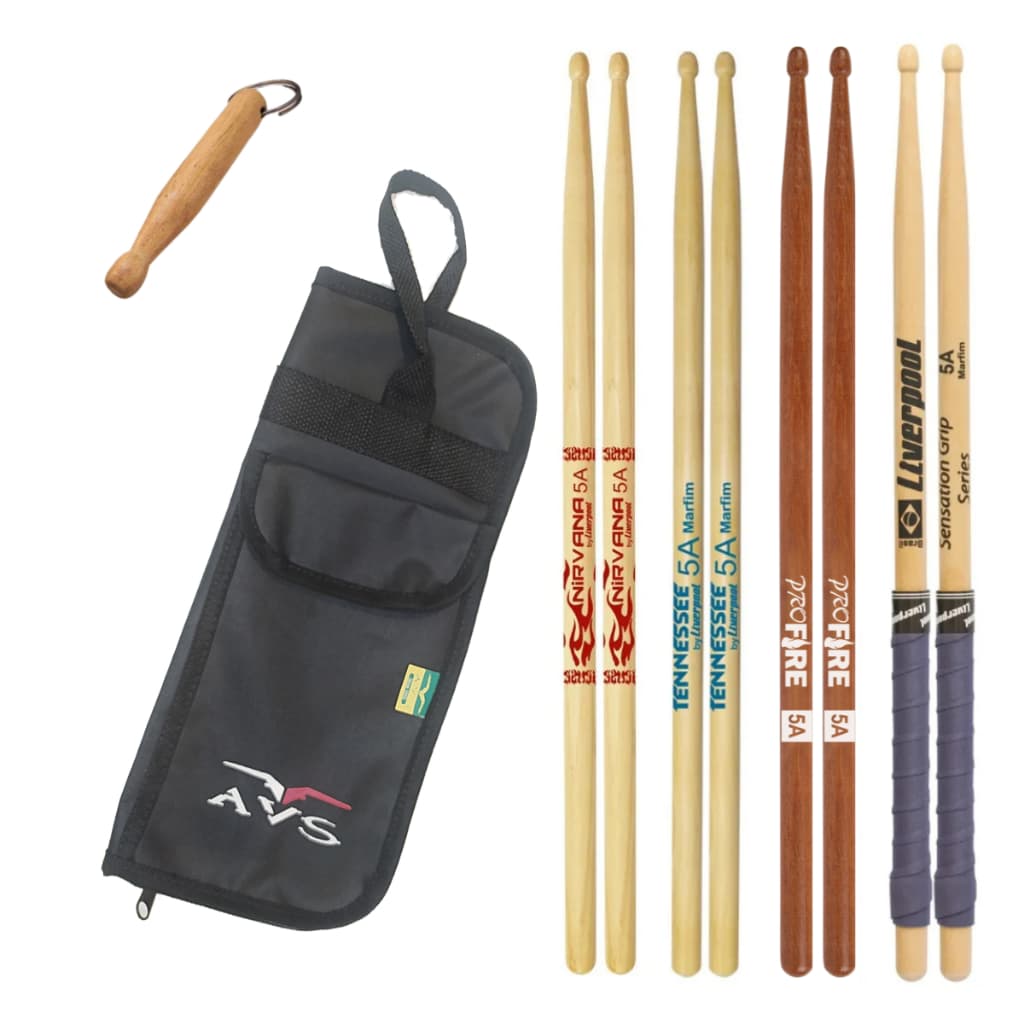 Kit 4 Baquetas Liverpool e Profire 5A Nirvana Tennessee Sensation  Jatobá + Bag Baqueta + Chaveiro