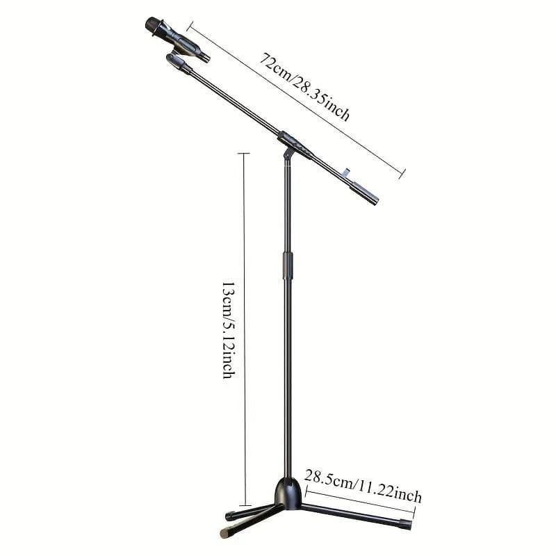 Pedestal duplo para microfones profissional com suportes ajustáveis e cachimbo