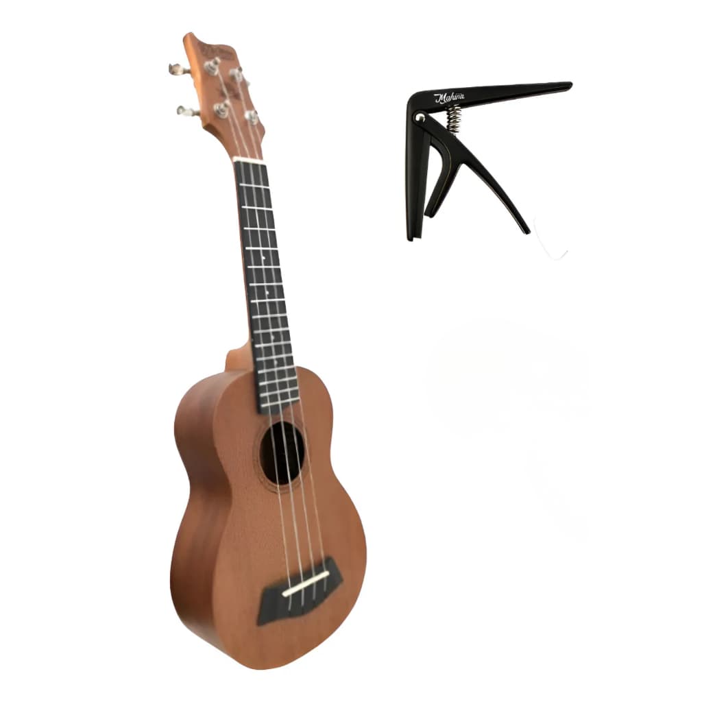 Ukulele Soprano Profissional 21k Mahina Cordas Aquila Tarraxa Blindada Capotraste Kit