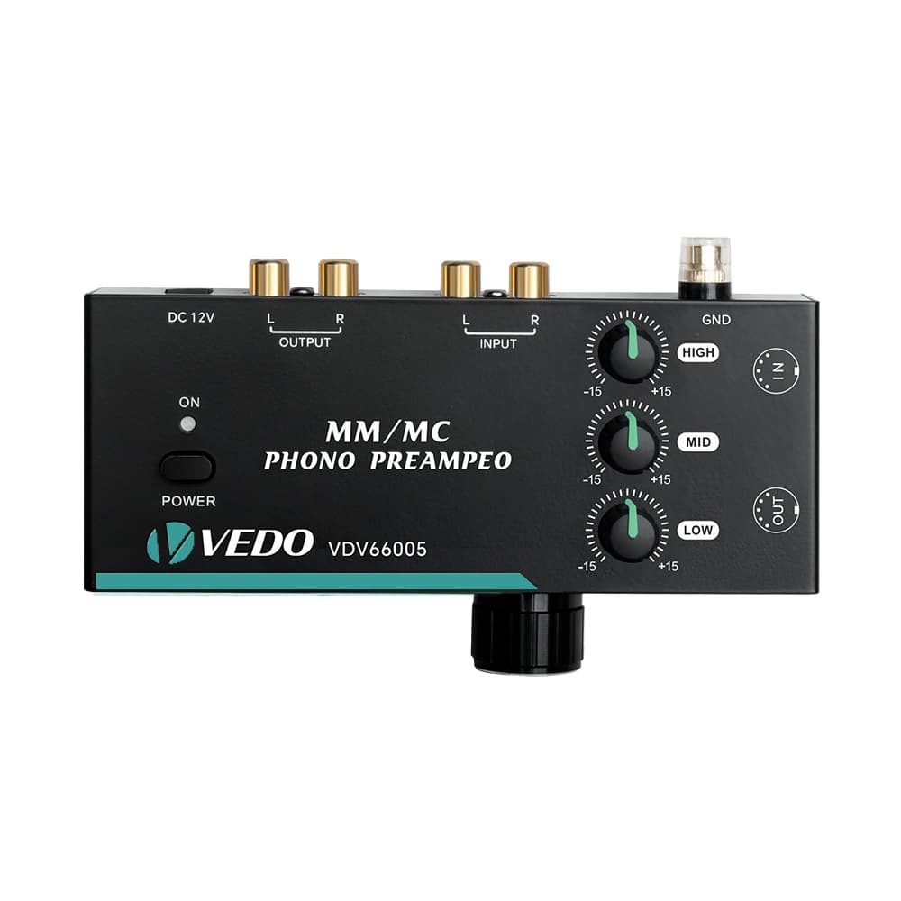 Pré amplificador Phono VEDO MM/MC, ajuste triplo de frequência, entrada/saída XLR de cinco pinos, preto e verde