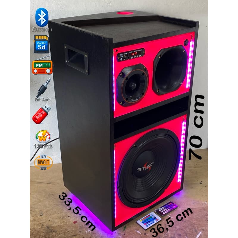 Caixa de Som Bob Bluetooth Ativa 12 Polegadas | Estilo Único | Pronta Entrega | Rosa Pink