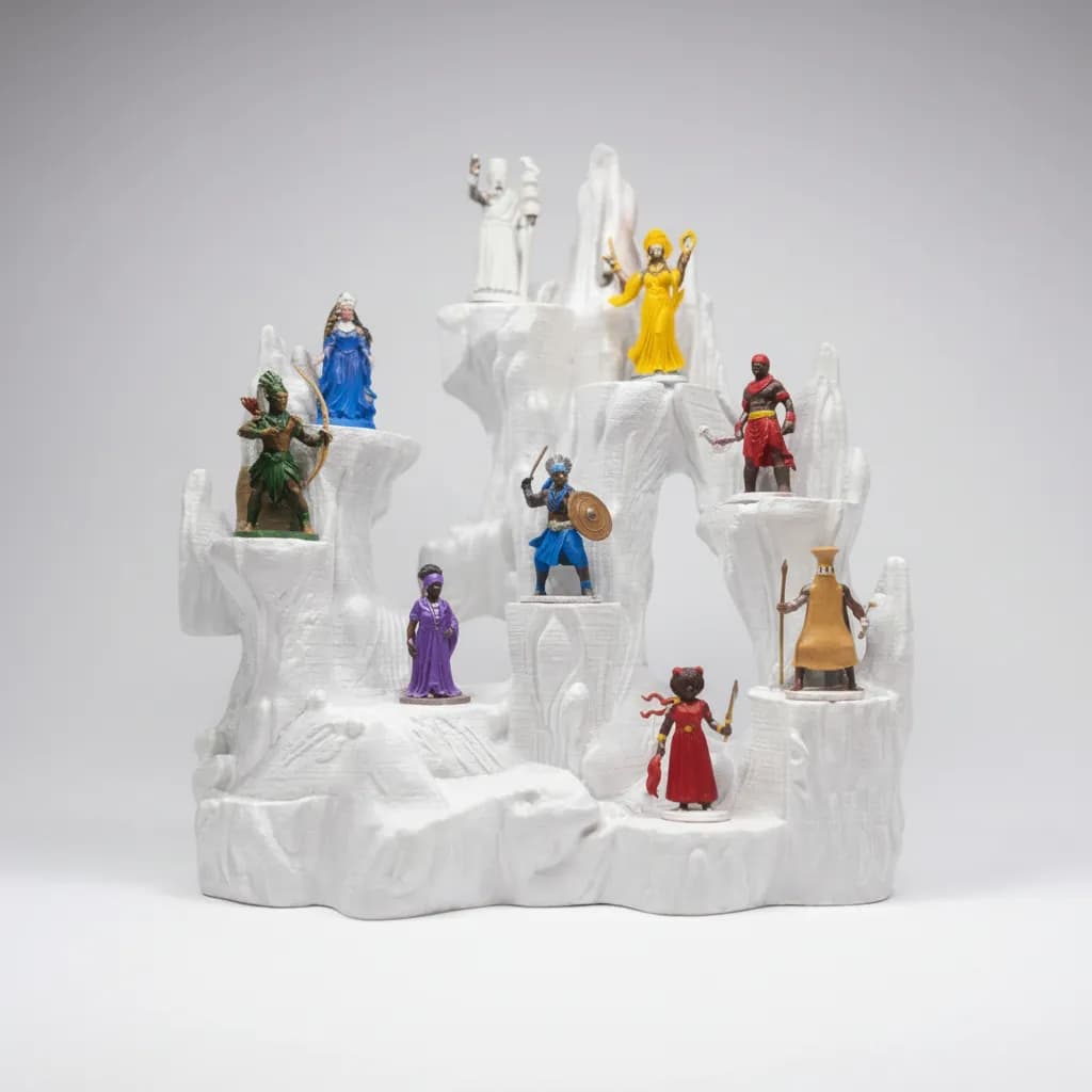 Altar Congá Orixás Umbanda Conjunto + 9 Orixás De 4 Cm