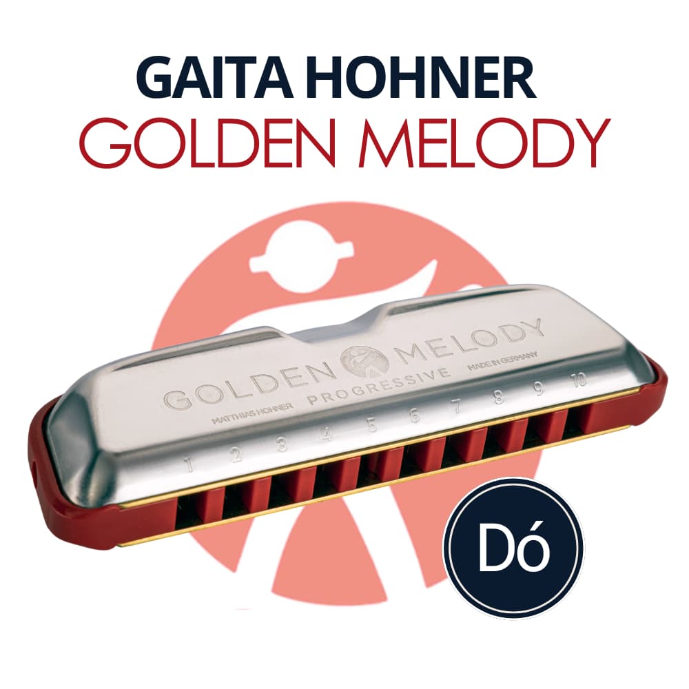 Gaita Harmónica Golden Melody em C (Dó) 542/20 Diatônica Gaita de Boca Profissional Gaita Hohner