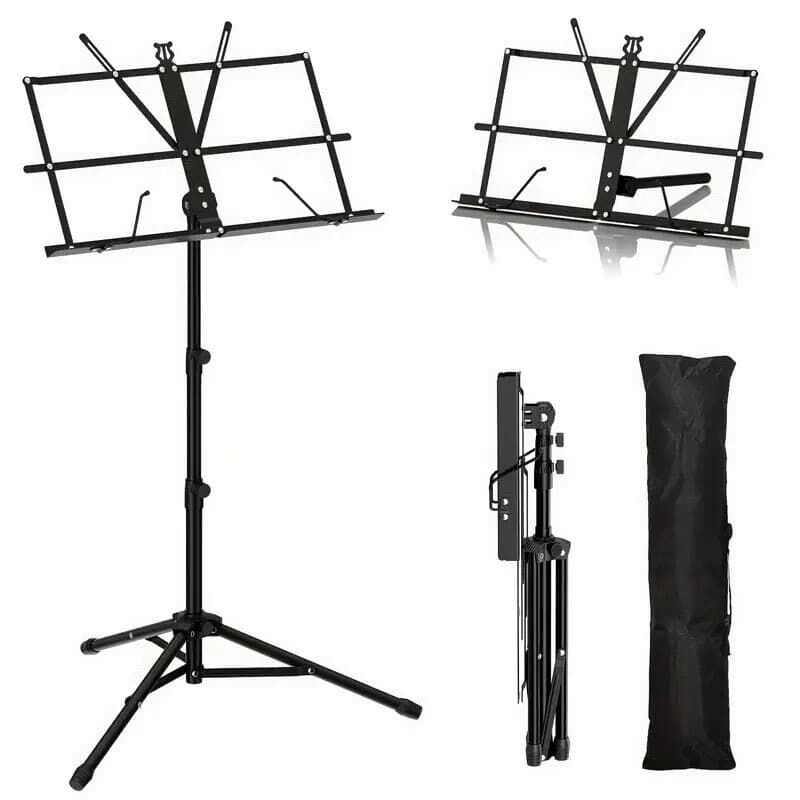 Estante Partitura Dobrável Suporte Pedestal Cavalete Ajustável e Antiderrapante com Bolsa