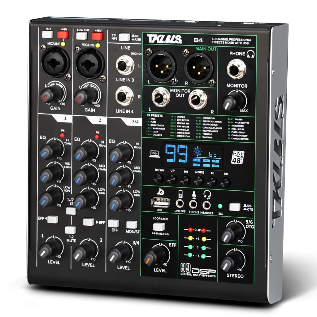 Mesa De Som 4 Canais Profissional Mixer de Áudio Console de Mixagem Entrada para Computador 110/220V para DJ