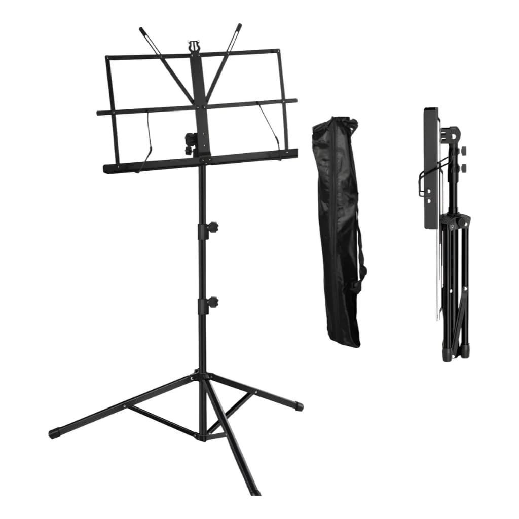 Suporte Estante De Partitura Musical Maestro Dobrável Bolsa Tripé Apoiador - Preto