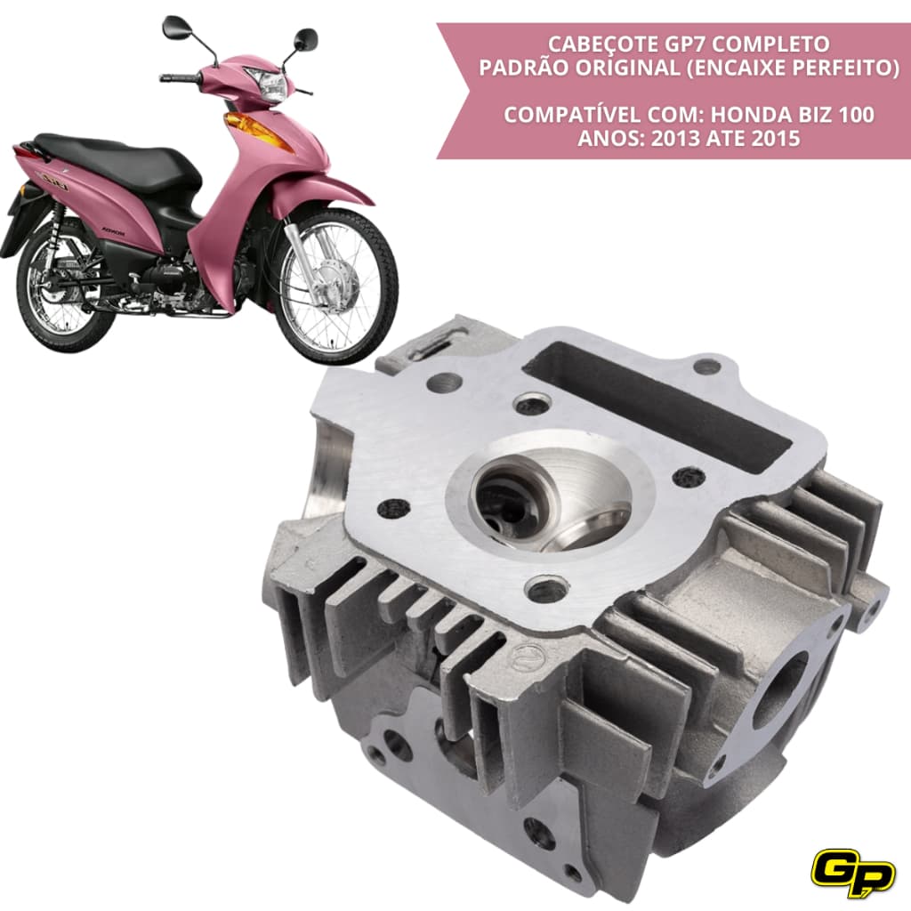 Cabeçote Honda Biz 100 2013 a 2015 Cabeçote Motor Completo Reposição Premium GP7