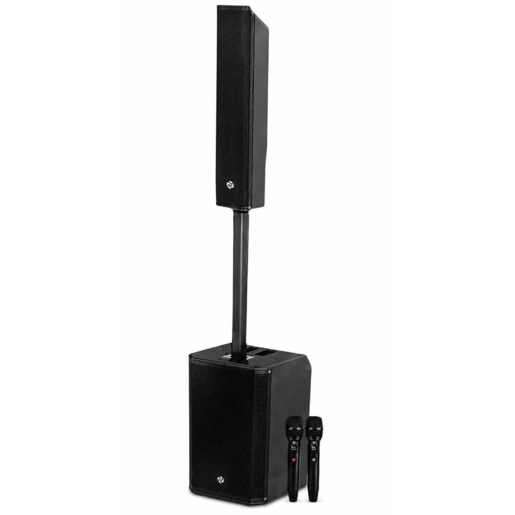 Caixa De Som Line Array Nuoma 400w + 2 Microfones Sem Fio Uhf Portatil zy802