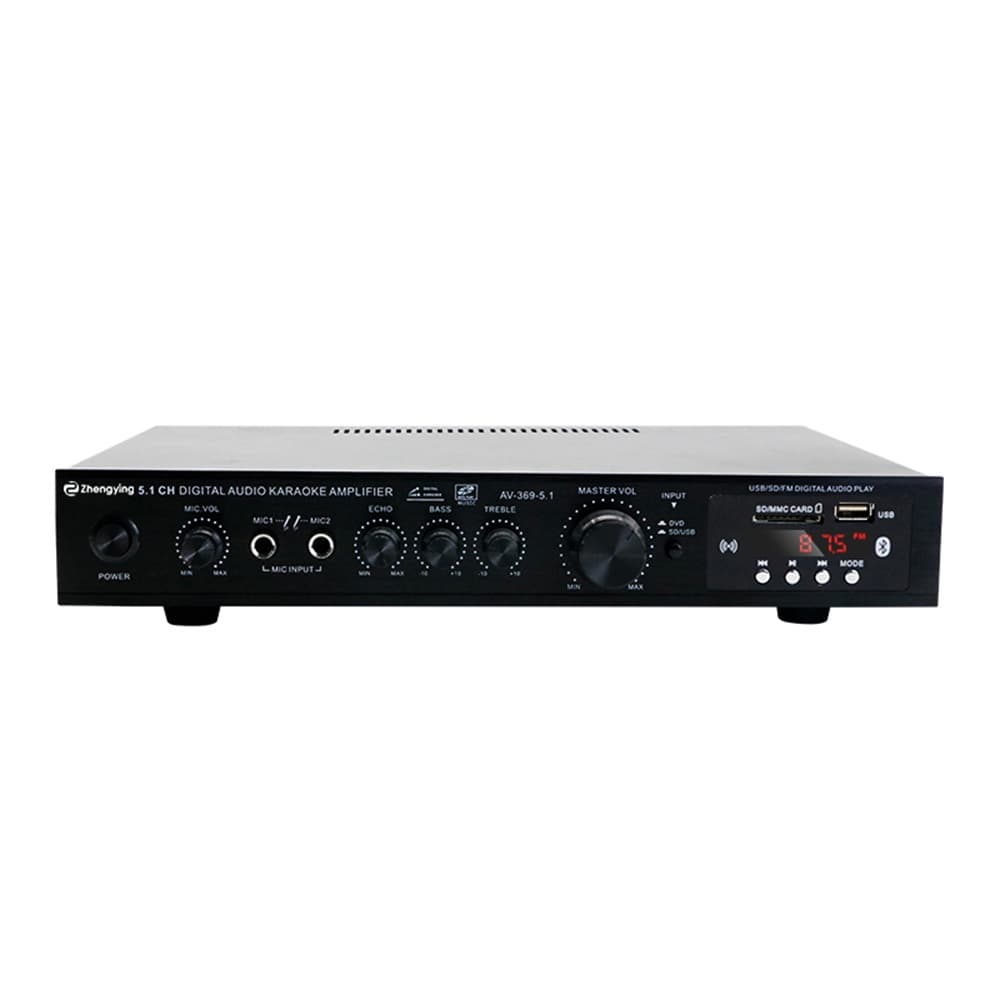 Amplificador de Áudio 5.1 Canais Bluetooth 5.0 120Wx2 Alta Potência Karaoke USB/SD/FM Home Theater Baixo Exagerado