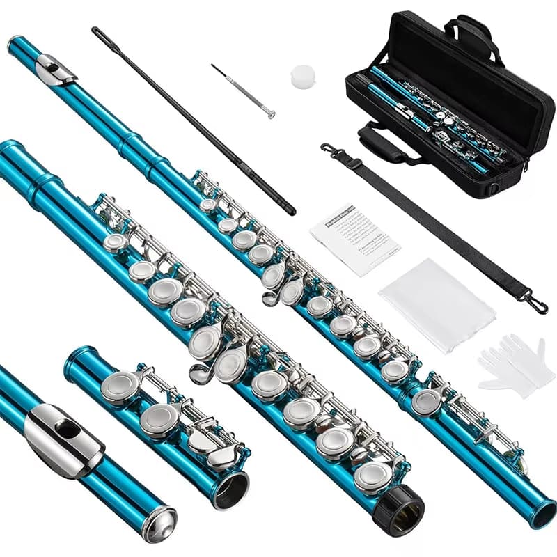 Flauta, flauta de tubo fechado em Dó com 16 chaves, ideal para estudantes, iniciantes e músicos avançados, acompanha kit