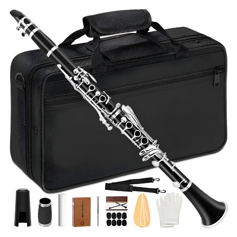 Kit Clarinete Si Bemol Bb 17 Chaves Estojo Case Luxo Preto