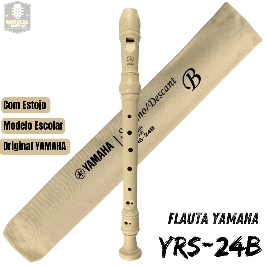 Flauta Doce Yamaha YRS-24B Original Estojo Modelo Escolar para Iniciantes Barroca