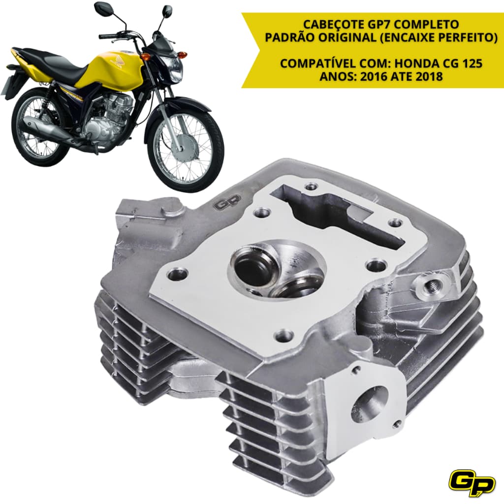 Cabeçote Honda CG 125 Fan 2016 a 2018 Com Guia Sede Cabeçote Motor Injeção Eletrônica Honda GP7