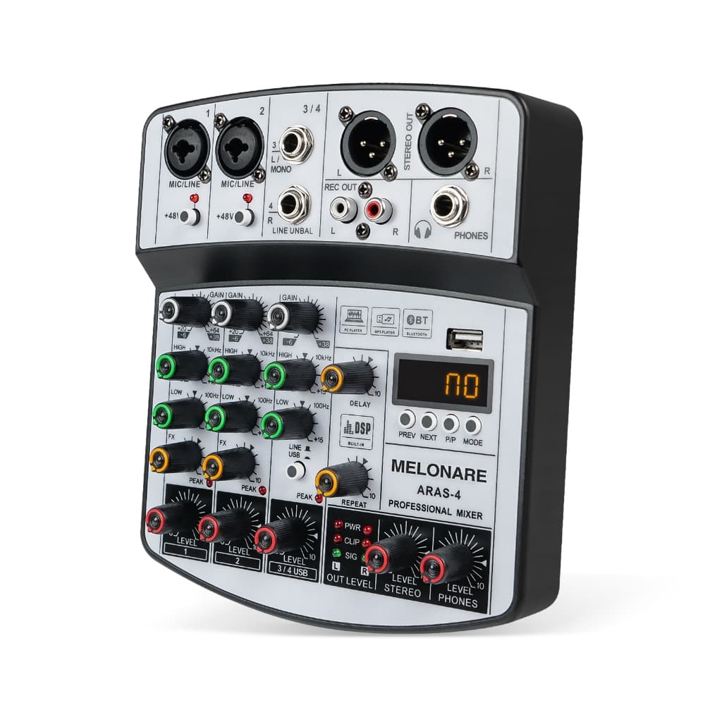 MELONARE ARAS-4 mixer de áudio 4 canais dj console de mistura bluetooth interface usb