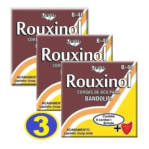 Encordoamento Rouxinol Para Bandolim  R-40 Kit Com 3 Jogos