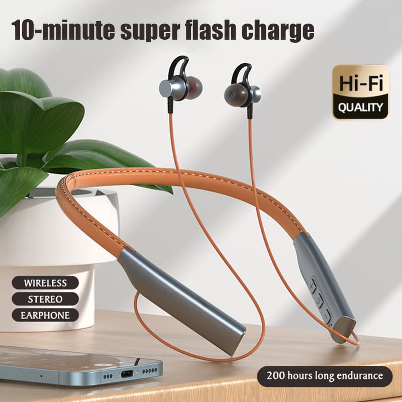 Novo pescoço montado Bluetooth em fones de ouvido, fones de ouvido sem fio estéreo de ouvido duplo, jogos impermeáveis de baixa latência, esportes, música, fones de ouvido de chamada