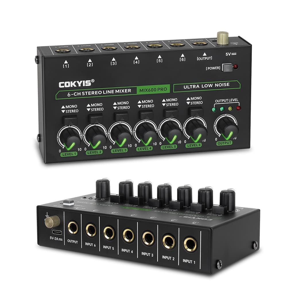 Mini Mixer De Áudio Estéreo 4/6/10 Canais/Mono 6.35 Mm Plugue Ue Para Amplificador De Volume De Guitarras De Microfone