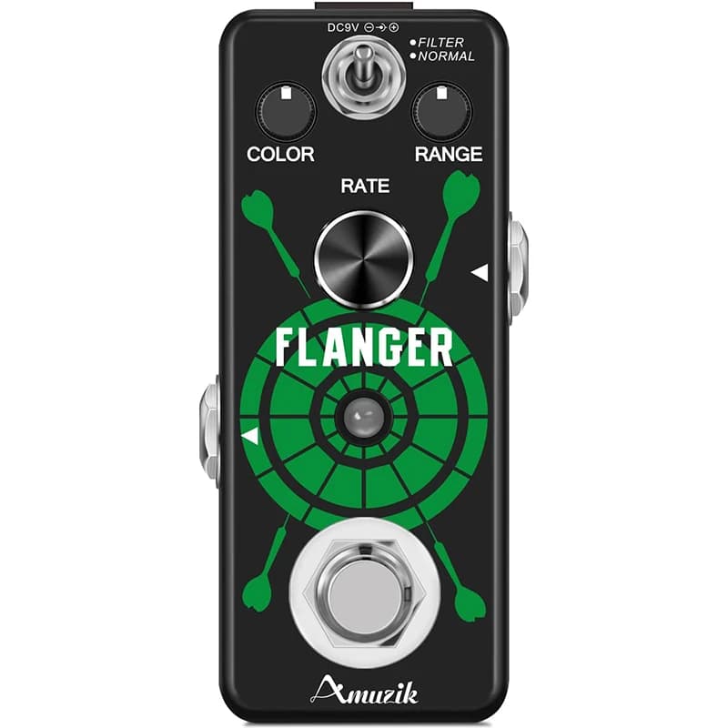 Amuzik Analógico Baixo Efetor Pedal Flanger Guitarra Elétrica Único Efeito Mini Tamanho True Bypass Para PedalBoard