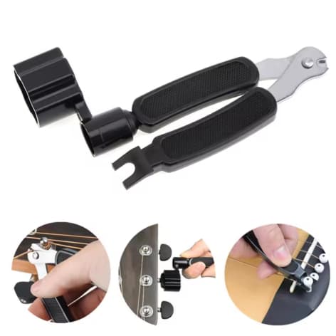 Ferramenta de substituição de cordas de guitarra, cortador de cordas de instalação, corda de enrolamento, alicate três e