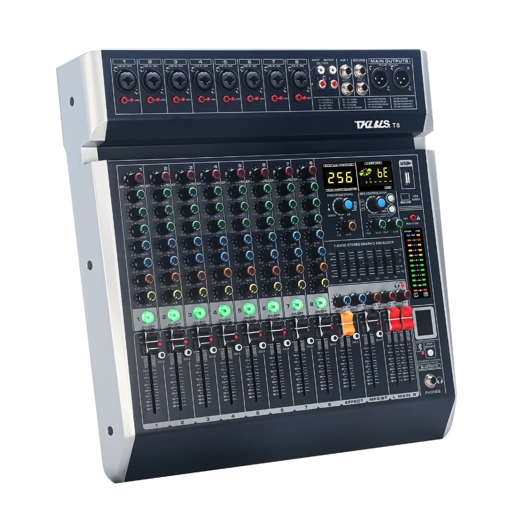 Mesa De Som 8/12/16 Canais Mixer De áudio T8/T12/T16 48+v Bluetooth Com Atraso E Efeitos De Som USB Elétrico Tela LCD