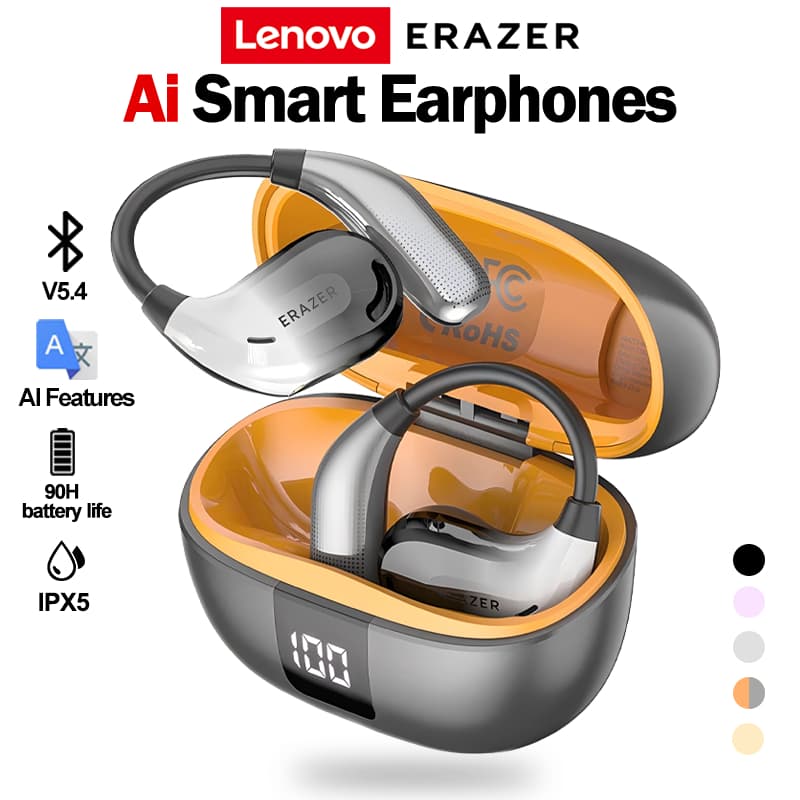 Lenovo ERAZER XT66PRO fone de ouvido sem fio Bluetooth V5.4 AI tradução fone de ouvido pendurado fone de ouvido OWS fone
