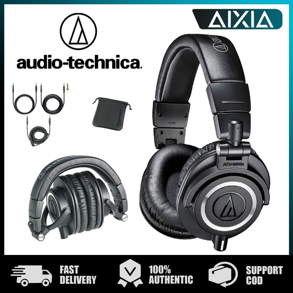 Fones De Ouvido Com Monitor Audio-Technica ATH-M50x Para Conjunto De Estúdios De Gravação Profissionais