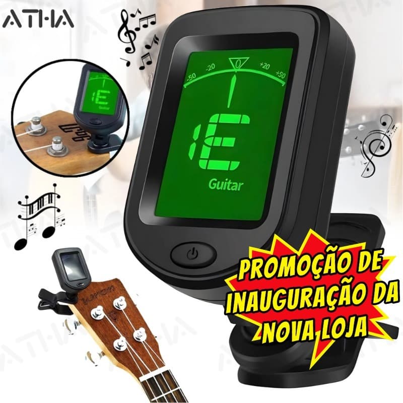 Afinador digital cromático em clipe para guitarra, violão, viola, cavaco e baixo