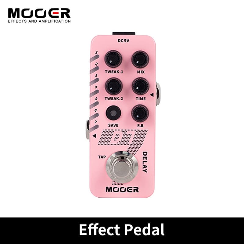 Mooer D7 Mutil Delay Pedal De Guitarra Embutido 6 Efeitos De Atraso Efeito De Micro TAP TEMPO Função Looper 150s