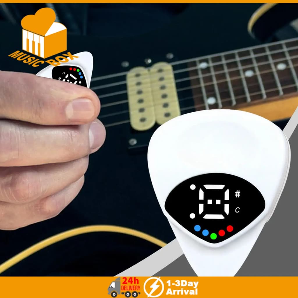 Palheta de guitarra digital branca com display digital
