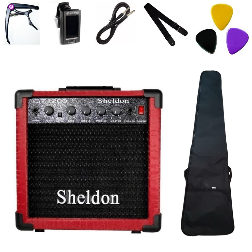 Kit Amplificador p/ Guitarra GT1200 Sheldon + acessórios