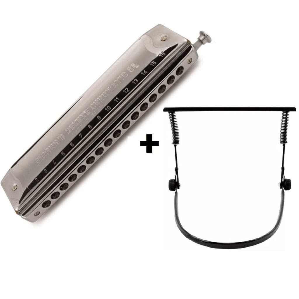 Kit Gaita de Boca Cromática DeLuxe 64 vozes em Dó + Segurador para Gaita S150 - Hering