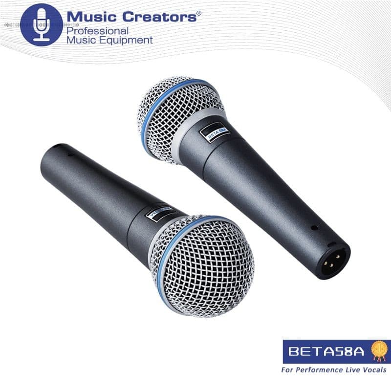 Microfones Shure Beta 58A em fundo branco