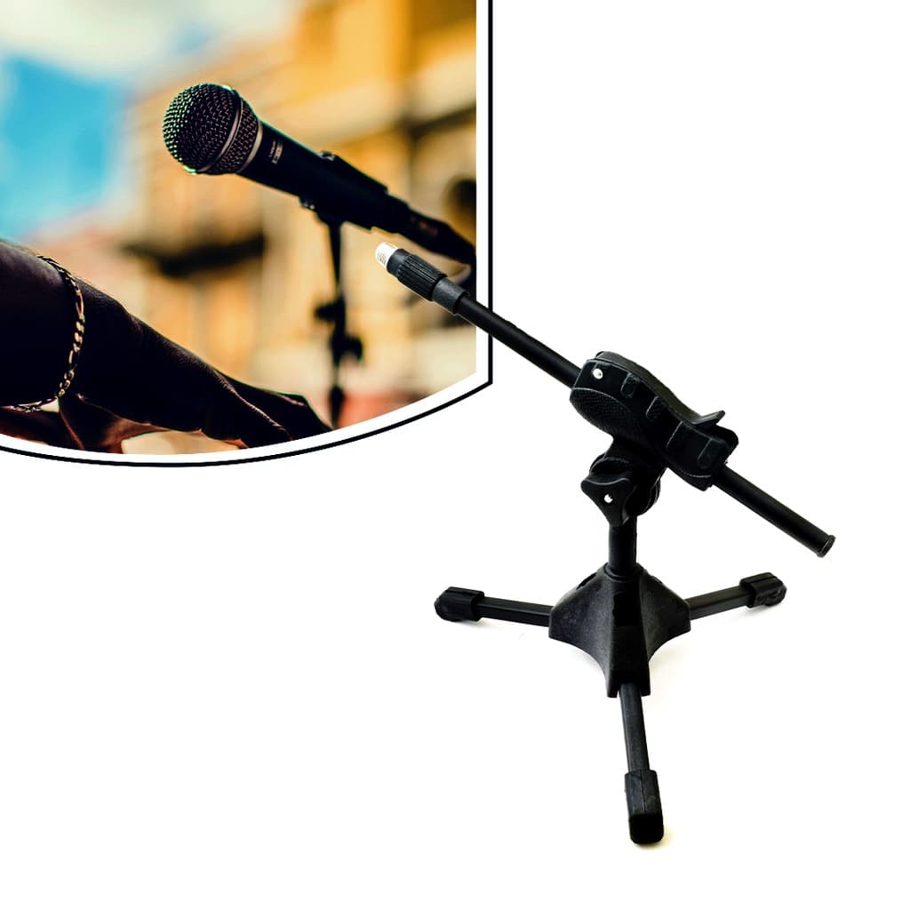 Suporte de microfone girafa preto para mesa