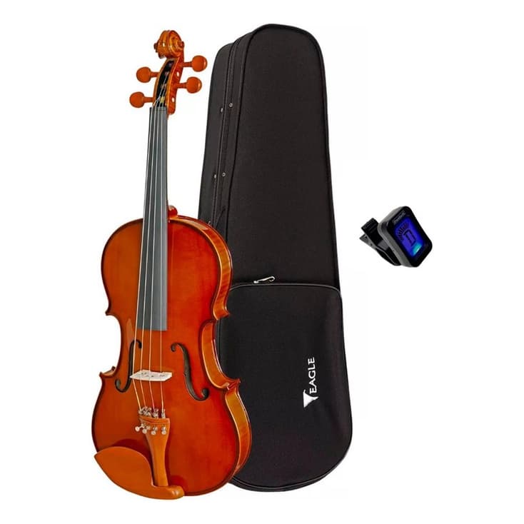 Kit Viola Clássica Eagle VA-150 com arco de breu, estojo preto e afinador digital
