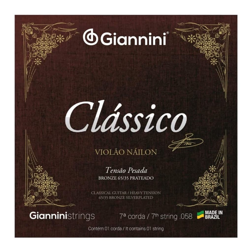 Kit 3 Cordas Violão Nylon 7º Corda Giannini Classic GENWPA-7 Bronze 65/35 Pesado ( 7° corda única )